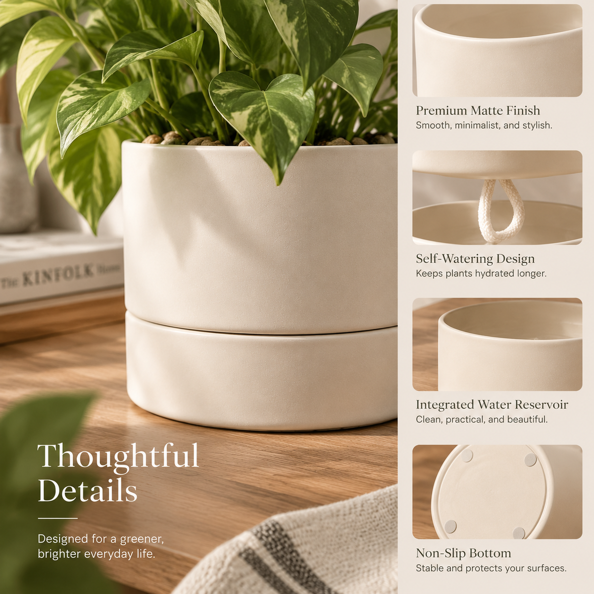 EverGrow Minimalist Self-Watering Planter