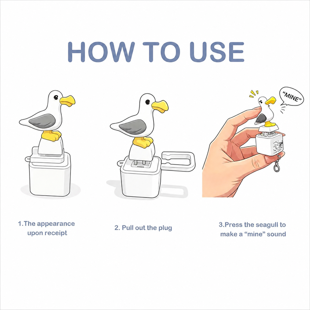 Seagull MINE! Button Keychain-Real Sound & LED Light